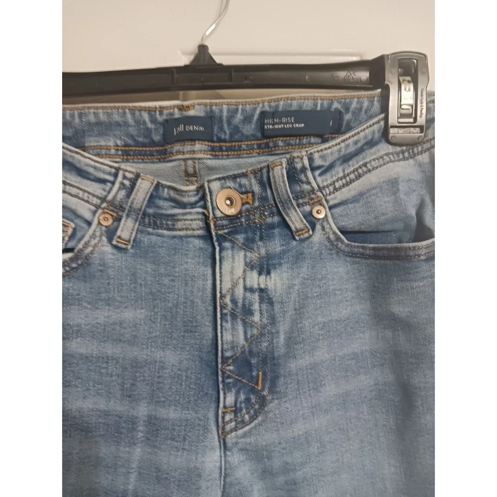 Women's J. Jill Denim Hi Rise Straight Leg Crop Jeans Size 6P Raw Hem - Picture 3 of 7